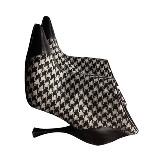 Alexander McQueen Women Booties S.7 Black And White Houndstooth Pattern Zippers - Picture 3 of 6